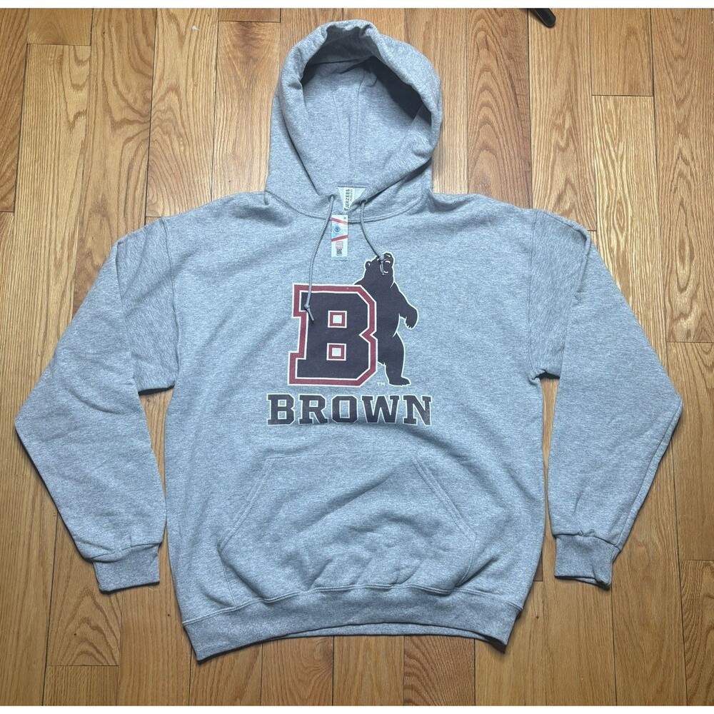 Jerzees Brown University Hoodie Pullover Sweatshirt College Apparel Mens Large